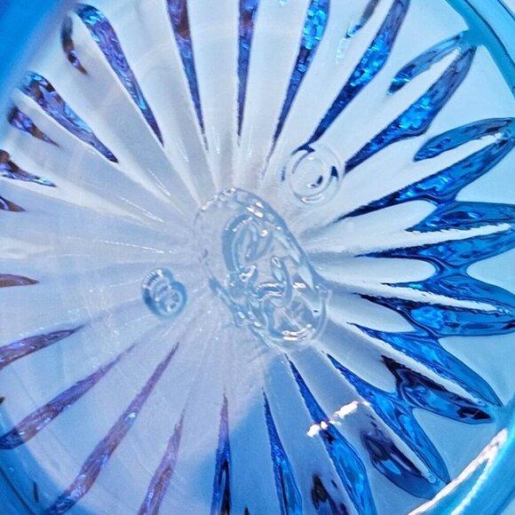 Fenton Glass Blue Mini Basket 4.5 H Wildrose Bowknot Ribbed Handle - Picture 10 of 11